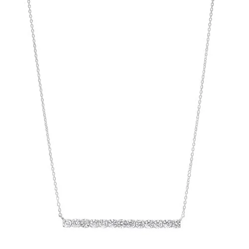 couple’s gold necklace -Diamond Bar Pendant Layer Necklace in 14k White Gold (½ ctw)