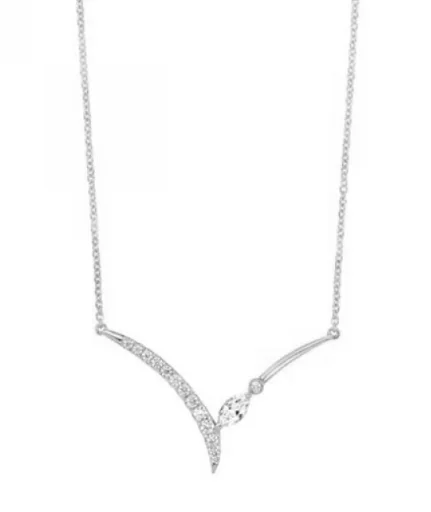 gemstone statement necklace -Diamond V-Shaped Chevron Pendant Necklace (1/3 ctw)