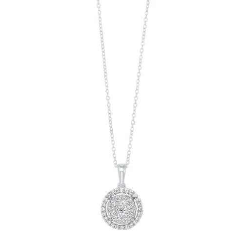 elegant moon necklace -Diamond Halo Cluster Eternity Pendant Necklace in 14k White Gold (1/2ctw)