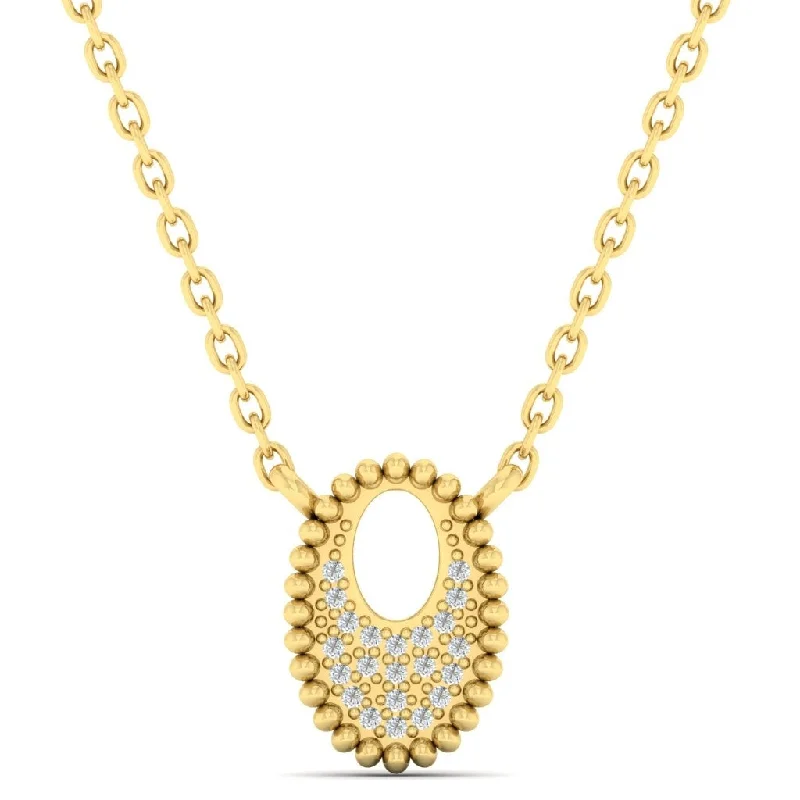 engraved crystal pendant -Diamond Medallion Starlight Oval Necklace in 14k Yellow Gold Necklace (0.04ctw)