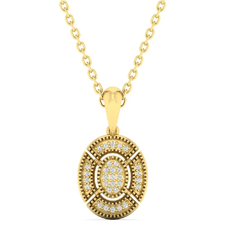 statement choker necklace -Diamond Oval Medallion Vintage Pendant Necklace in 14k Yellow Gold (0.06ctw)