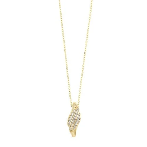 custom zodiac necklace gold -Diamond Swirl Pendant Necklace in Yellow Gold (1/10ctw)