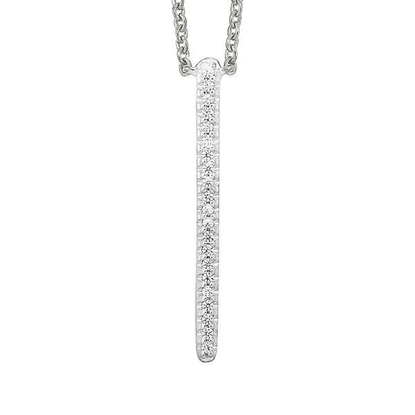 moonstone necklace gold -Diamond Modern Linear Pendant Necklace in White Gold (1/20ctw)