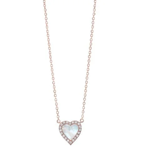 custom heart necklace -Diamond & Mother of Pearl Heart Halo Pendant Necklace in 14k Yellow Gold (1/10ctw)