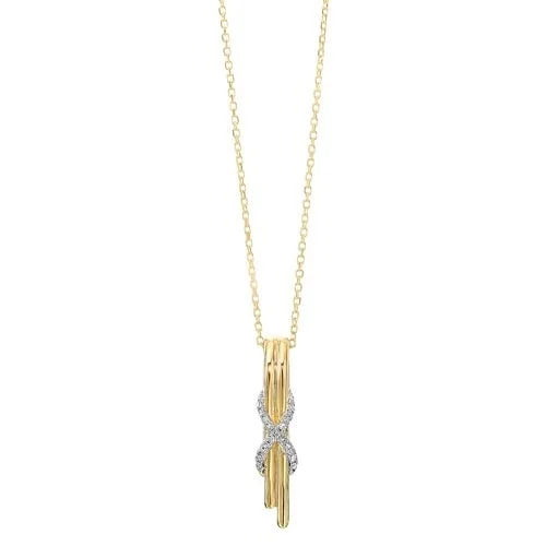 silver star pendant necklace -Diamond Anniversary XO Cascade Pendant Necklace in 14k Yellow Gold (0.06ctw)