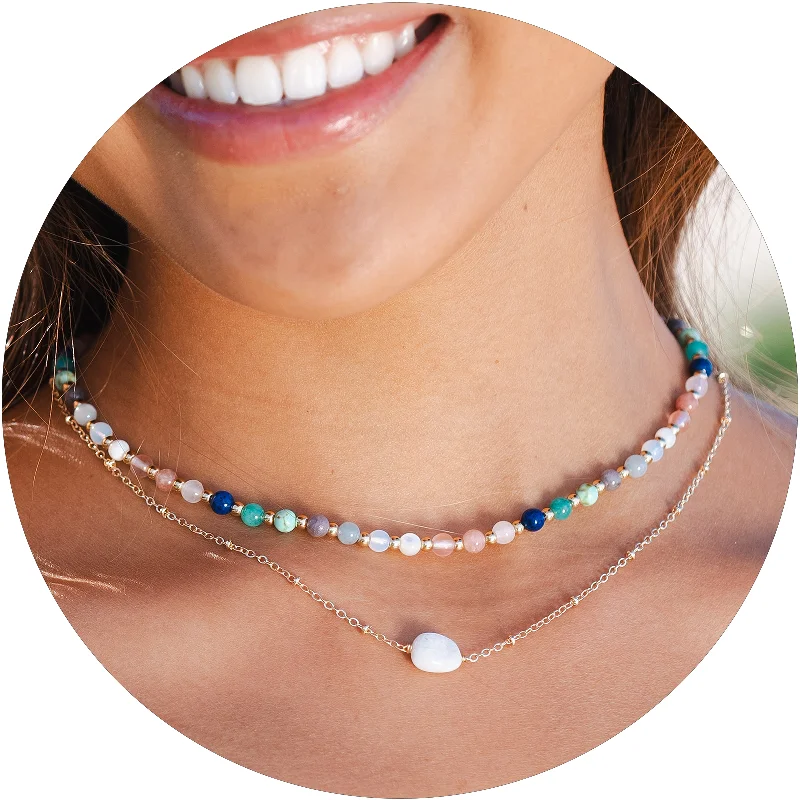 celestial moon necklace -Spiritual Healer + Moonstone Necklace Stack