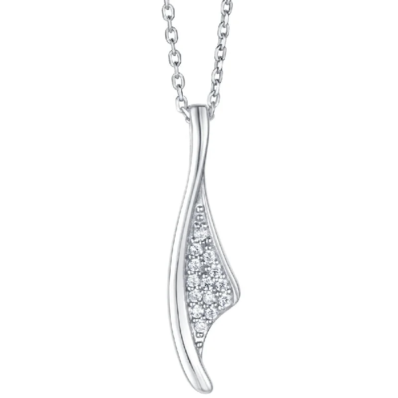 silver link necklace -Sterling Silver Calla Lily Pendant, Adjustable Chain