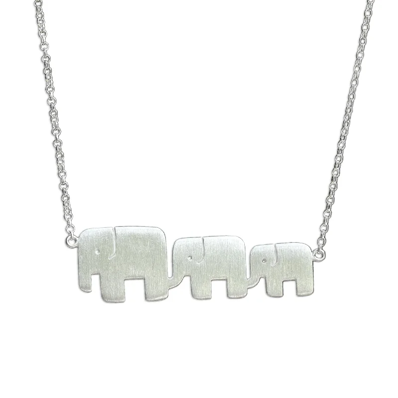 zodiac pendant necklace silver -Sterling Silver 'Elephant Pride' Necklace - 7'6" x 9'6"