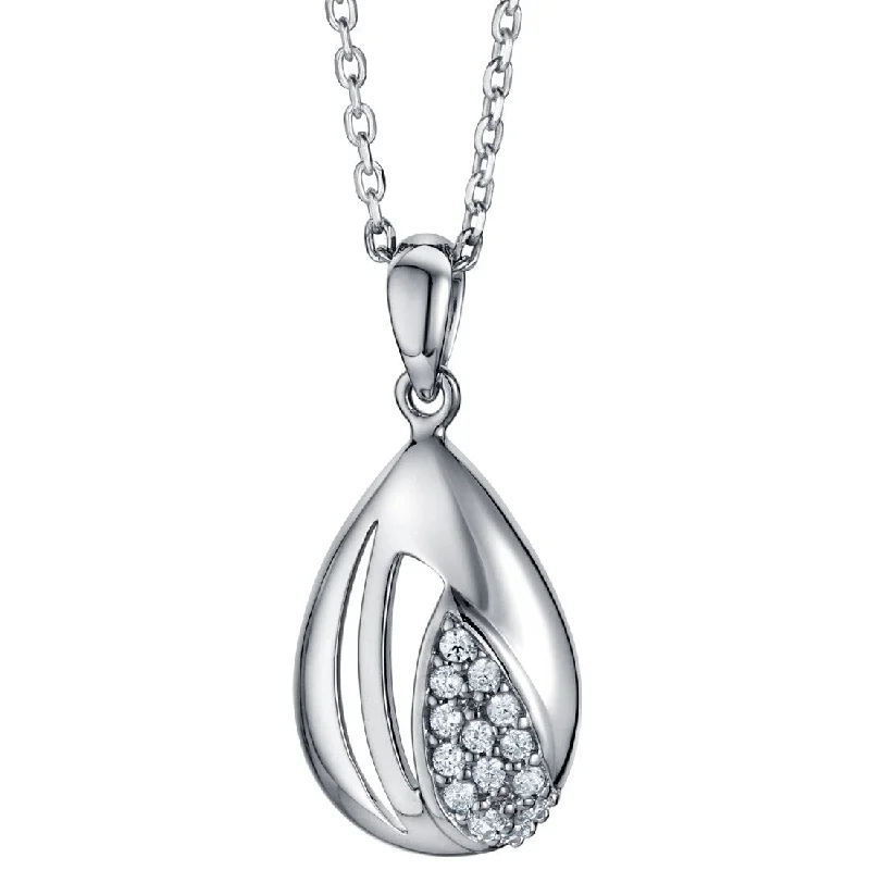 engraving necklace with name -Sterling Silver Embellished Open Teardrop Pendant, Adjustable Chain