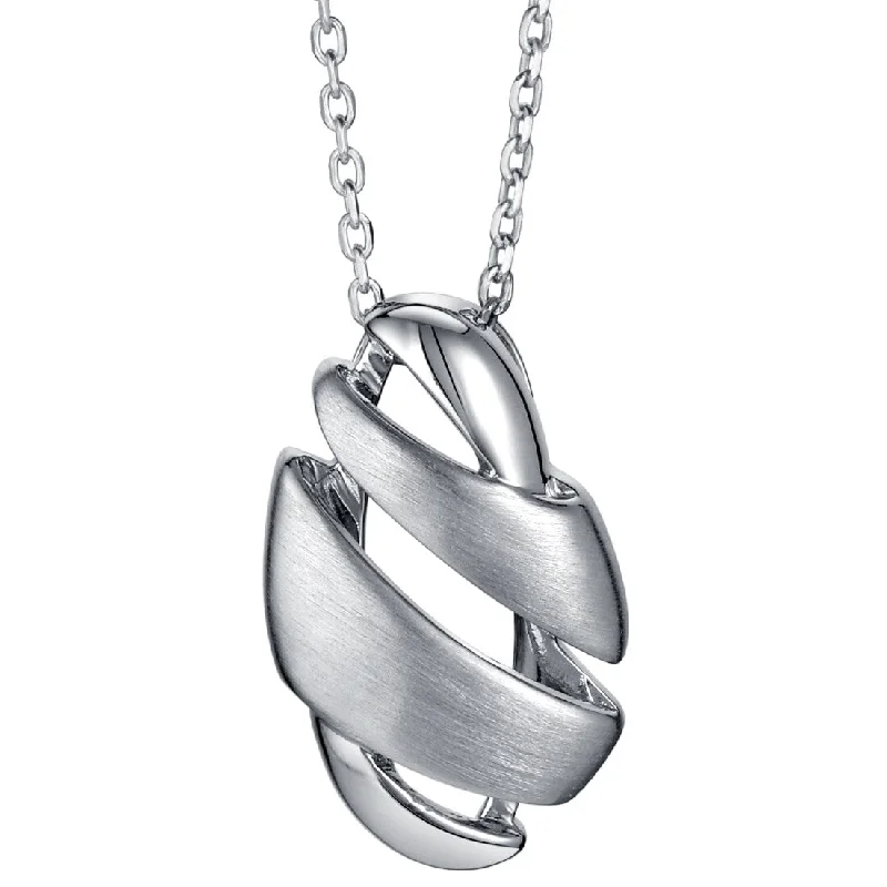 initial charm necklace -Sterling Silver Geometric Swirl Floating Pendant, Adjustable Chain