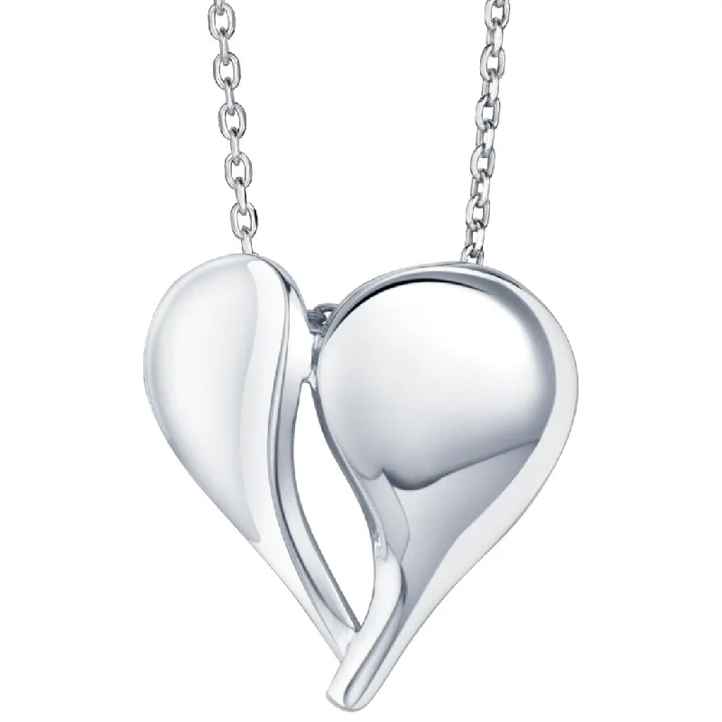 pearl pendant necklace -Sterling Silver Heart Pendant, Adjustable Chain