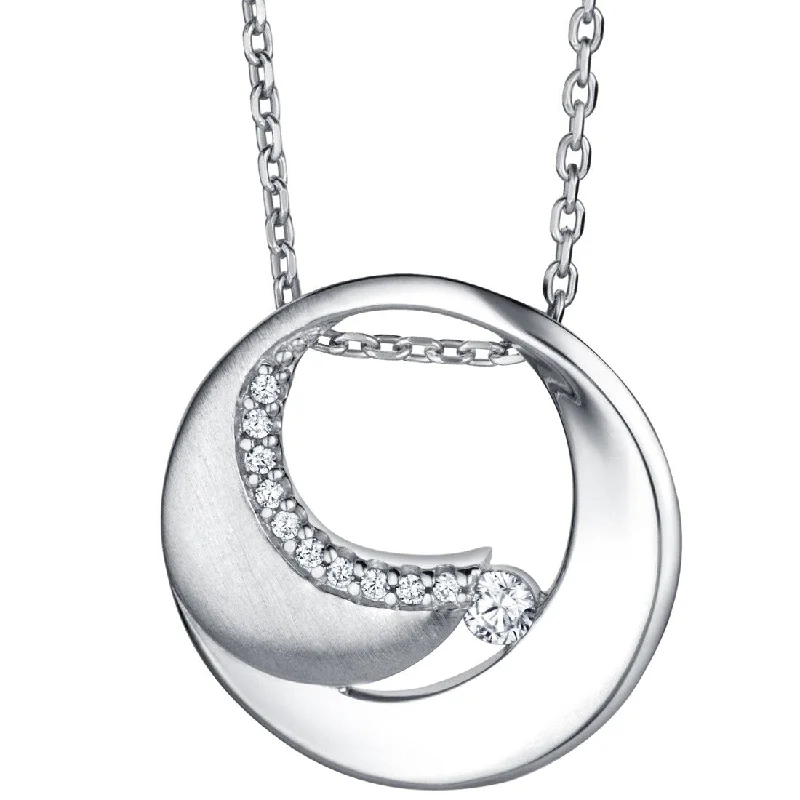 moon and star gold necklace -Sterling Silver Inner Circle Pendant, Adjustable Chain