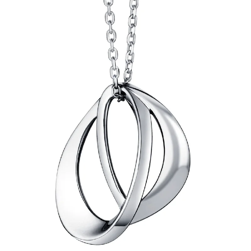 silver gemstone pendant -Sterling Silver Interlocking Open Teardrop Pendant, Adjustable Chain