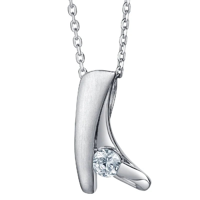 elegant diamond necklace -Sterling Silver Modern Cubic Zirconia Pendant, Adjustable Chain