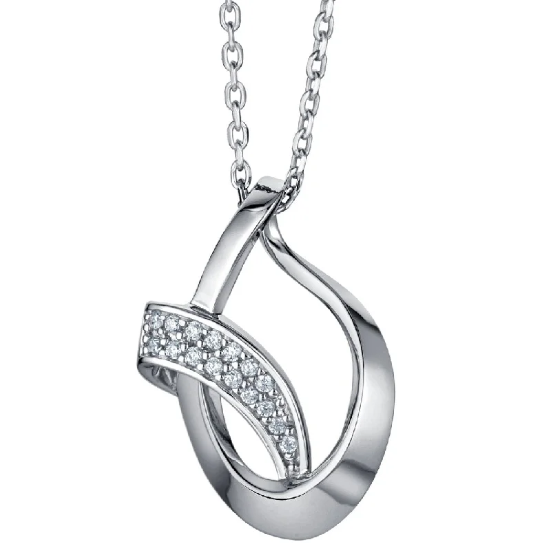 engraving necklace with name -Sterling Silver Ribboned Open Teardrop Pendant, Adjustable Chain