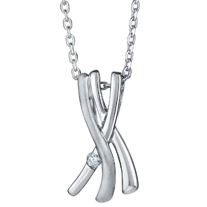 custom diamond pendant necklace -Sterling Silver Sculpted X Pendant, Adjustable Chain