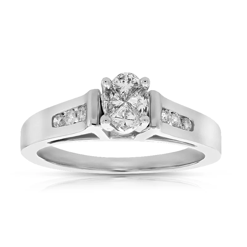 platinum wedding bands for couples-0.60 cttw Diamond Engagement Ring 14K White Gold Wedding Bridal