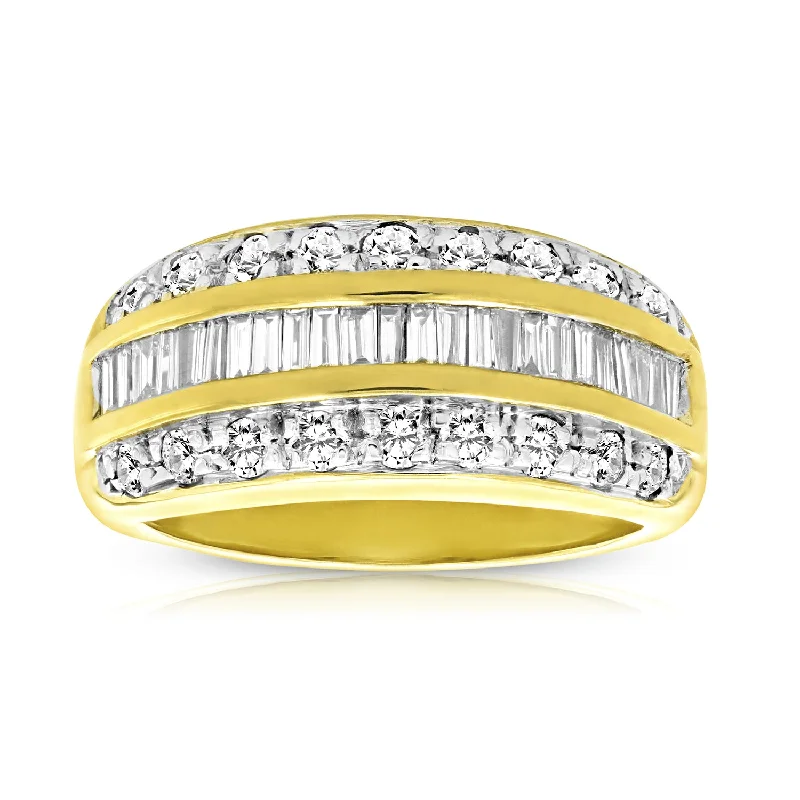 men’s vintage wedding rings-1 cttw Diamond Wedding Band 14K Yellow Gold Bridal Engagement Ring