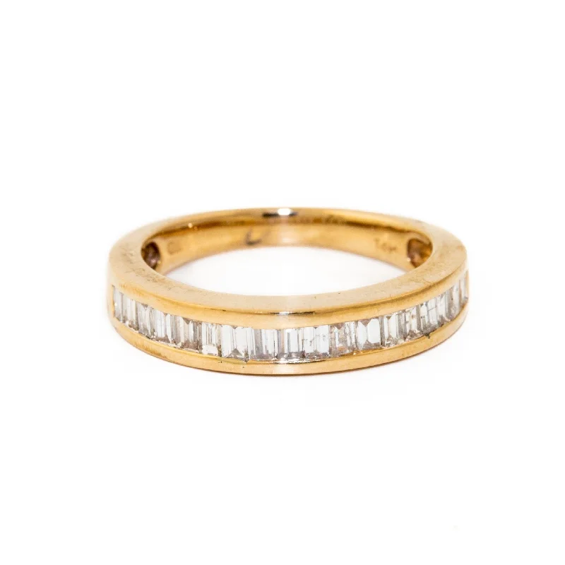 alternative wedding rings for men-14 KT Channel Set Baguette Ring Diamond Ring