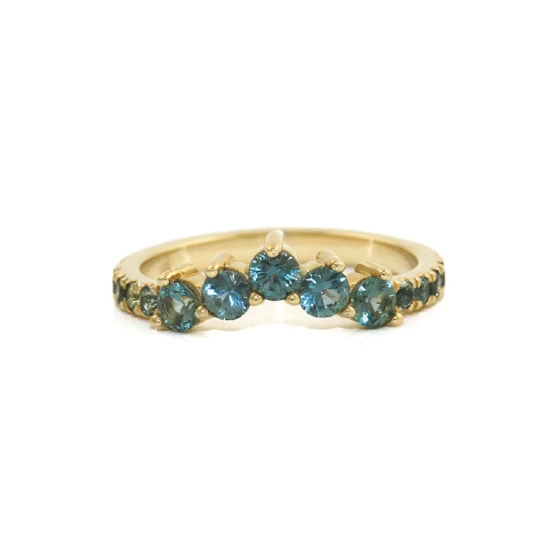 custom rings for men with engravings-14K Gold Teal Sapphire Tiara Band