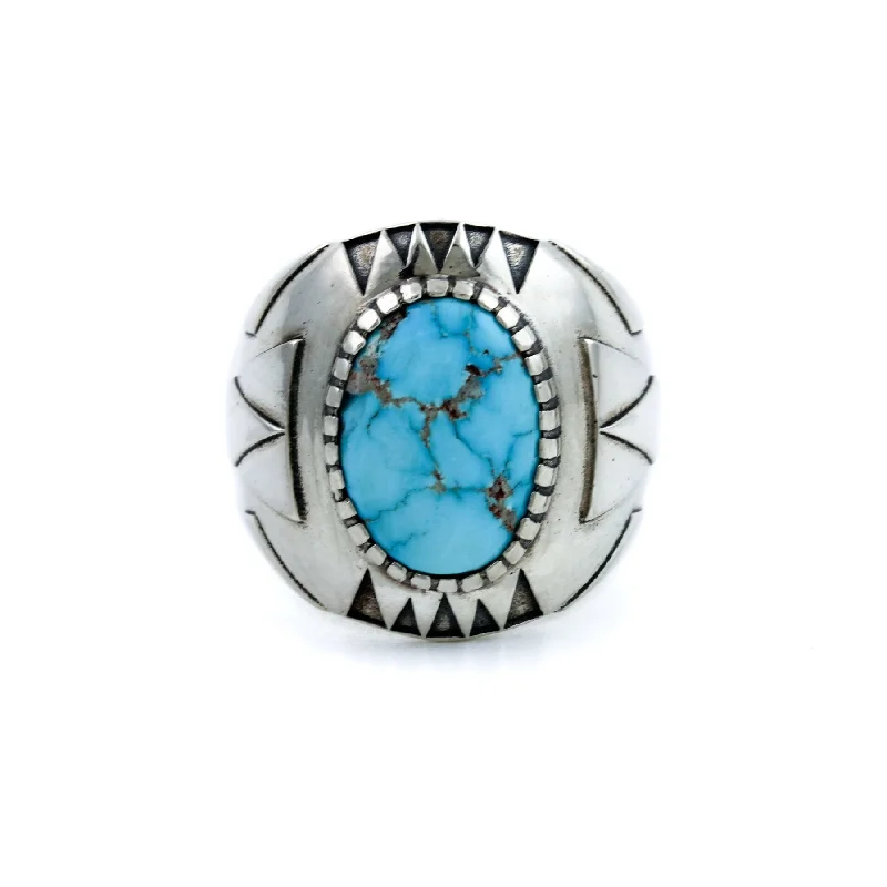 vintage wedding rings for women with rubies-Geometric "Delta Δ" Ring x Kingman Turquoise