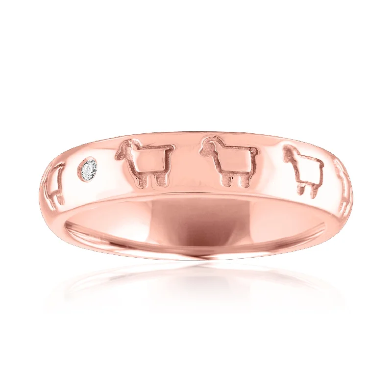 gold rings for women with sapphires-14K ROSE GOLD LAMB LINE DANCE BAND RING