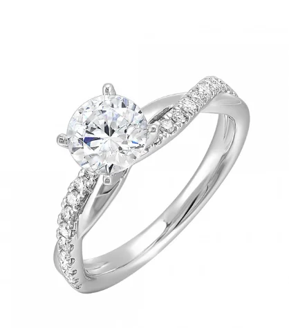 women’s engagement rings with multi-stones-14K White Gold 0.20cttw Diamond Semi-Mount for 1.00ct Round Center