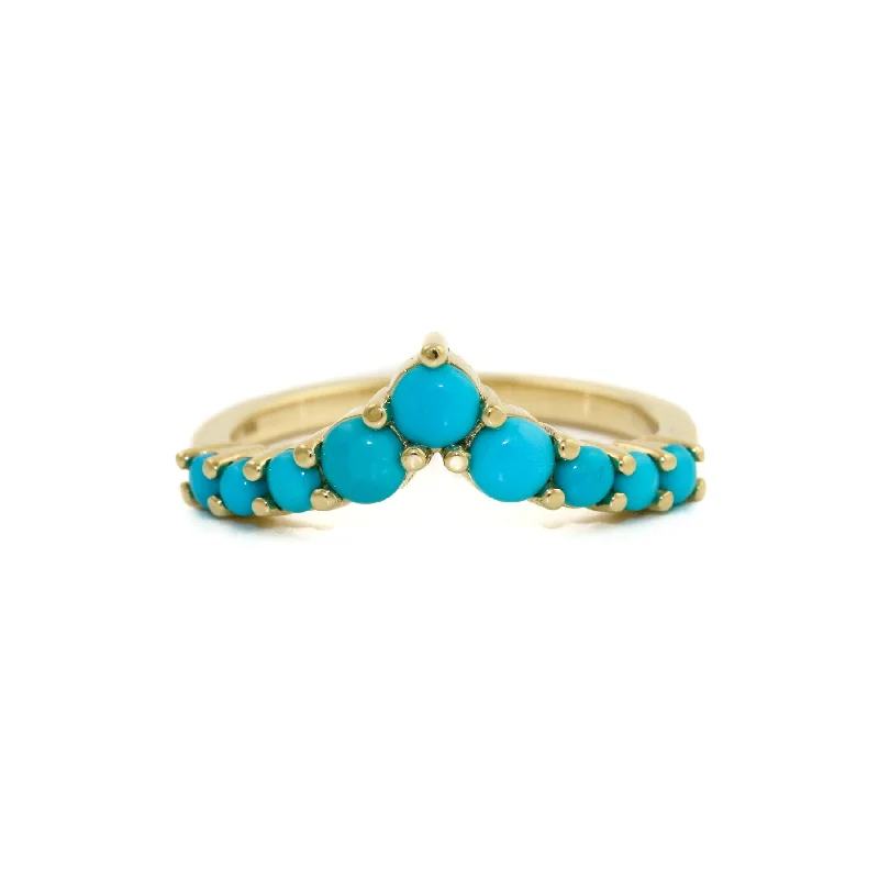 personalized rings with custom design-14K Gold Sleeping Beauty Turquoise Tiara Band