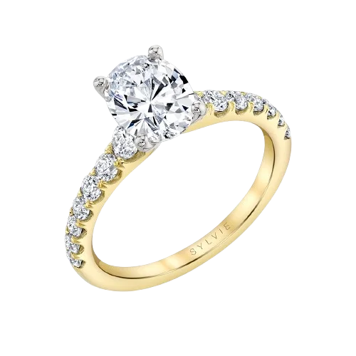 women’s wedding rings with unique diamond settings-Engagement Ring Oval Cut Semi-Mount 14K Yellow Gold and Diamond  .64ctw (100100)