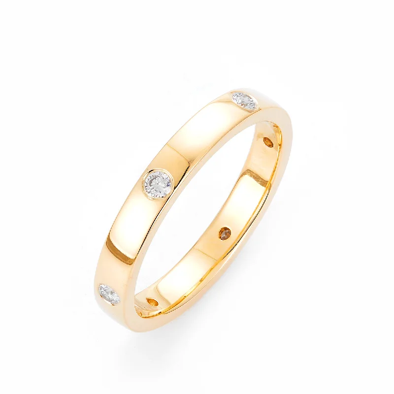 men’s gold engagement rings with rubies-14K Yellow Gold Flush Set Diamond Band