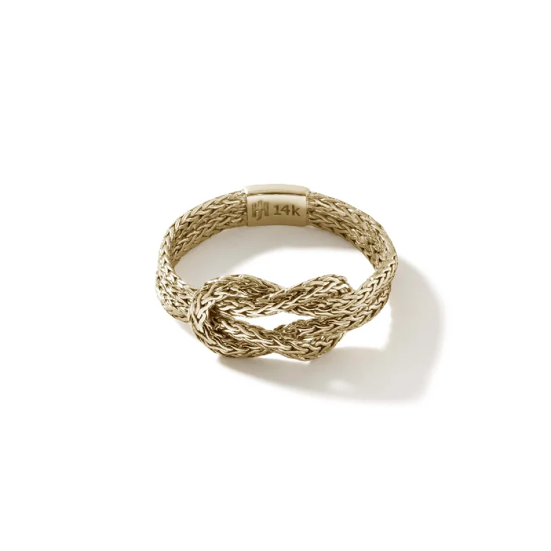 women’s rings with rubies and diamonds-14K Yellow Gold Manah Love Knot Chain Ring by John Hardy