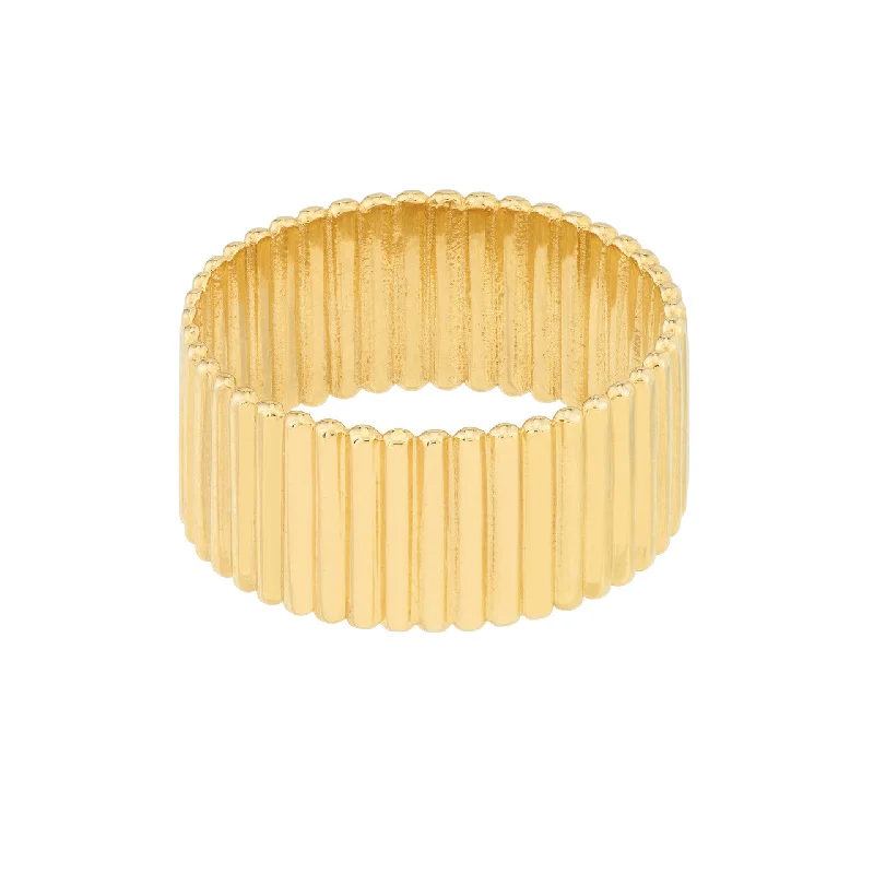 luxury diamond rings for women-Ribbed Cigar Wide Band Ring