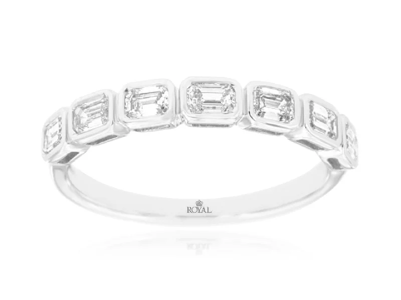 men’s engagement rings with black diamonds-14K White Gold East to West Bezel Set Baguette Band