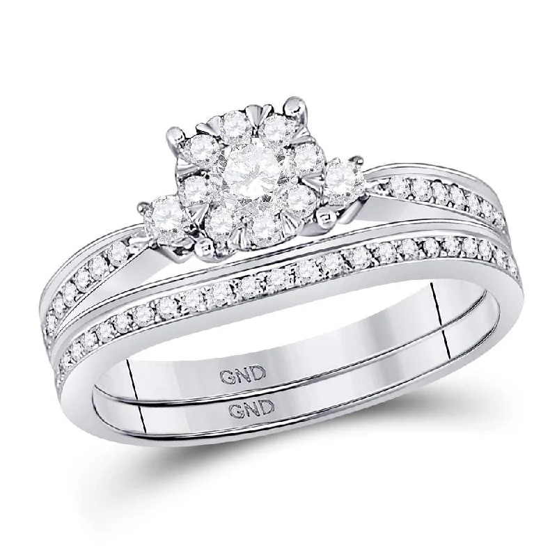 luxury custom engagement rings-14kt White Gold Diamond Princess Bridal Wedding Ring Band Set 5/8 Cttw