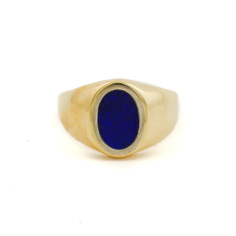 custom engagement rings with white diamonds-18K Gold x Lapis Signet Ring