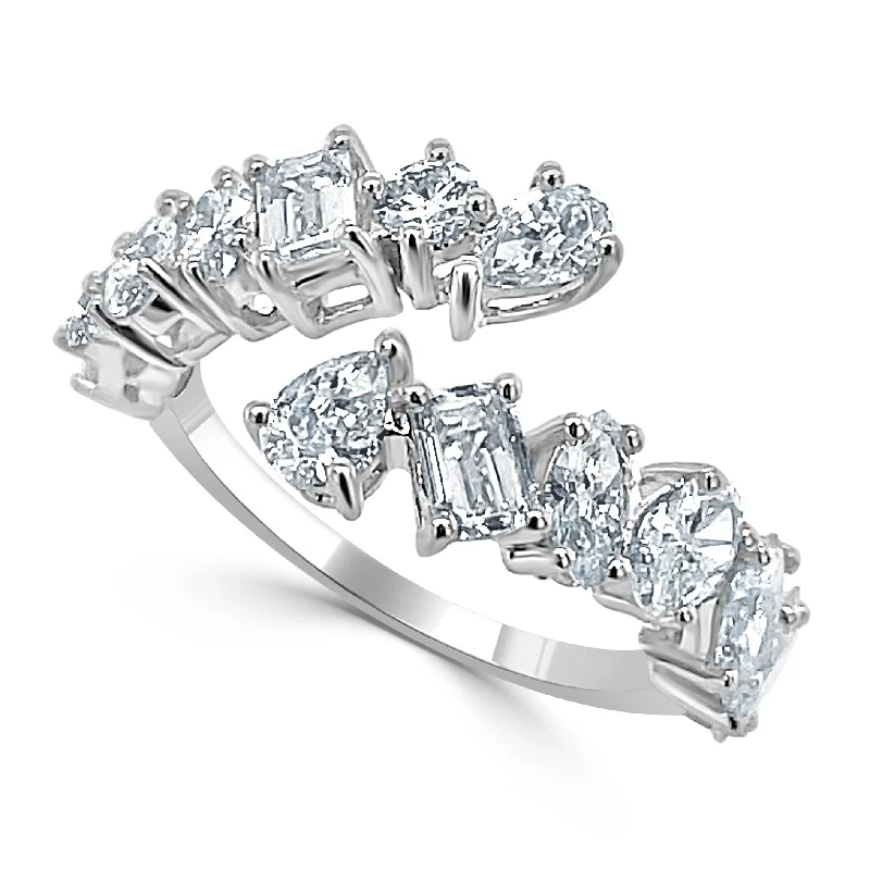 vintage custom engagement rings-Anastasia Multi-Shape Crossover Diamond Ring