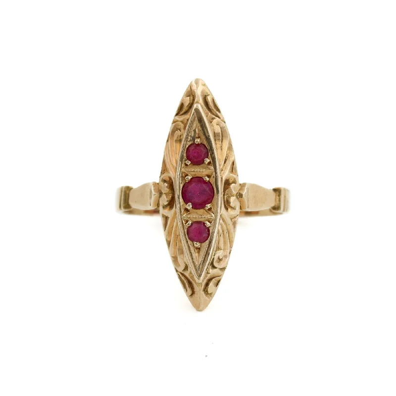 wedding bands with colorful gemstones-Antique Ruby 14k Gold Ring