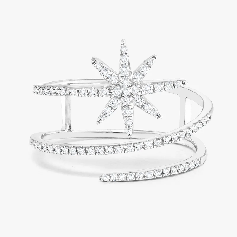 women’s luxury wedding bands-Asteria Star Diamond Crossover Ring