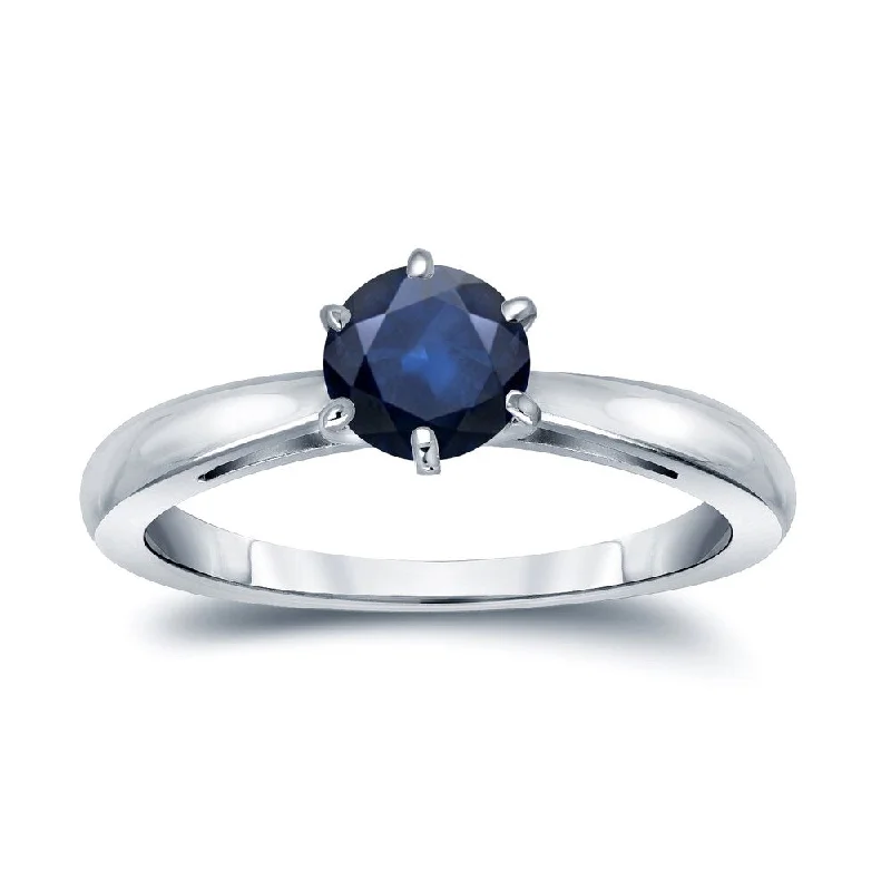 women’s engagement rings with rubies-Auriya 14k Gold Blue Sapphire Solitaire Engagement Ring 1/2ct TGW