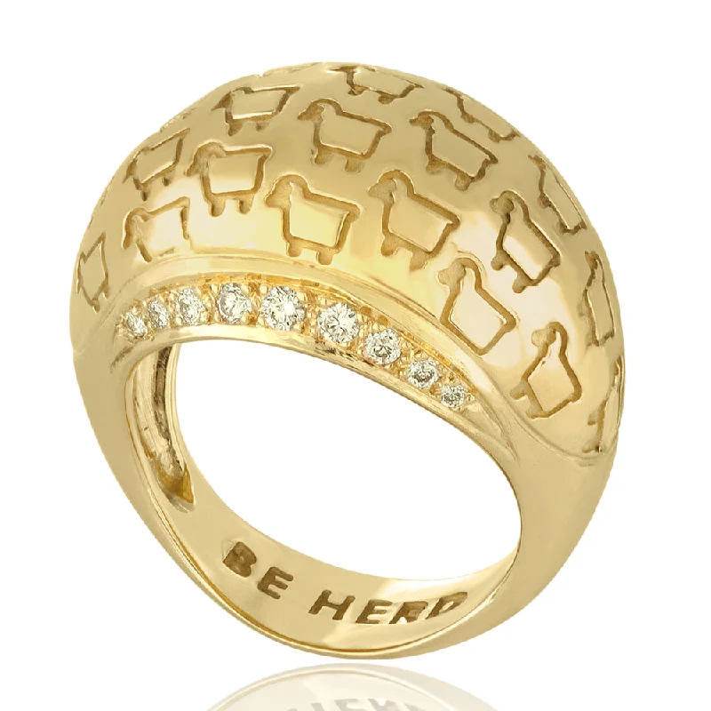 women’s custom wedding bands-18K Yellow Gold 'Be Herd' Bombay Ring