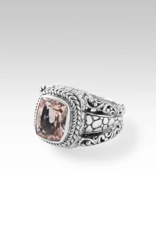 women’s rings with emerald diamonds-Be at Peace Ring™ in Cor De Rosa Morganite