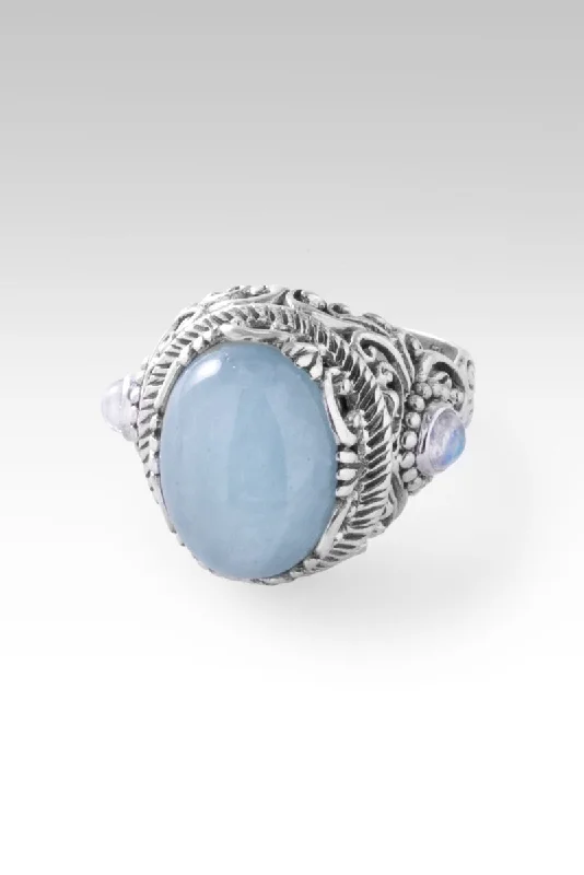 custom platinum rings for couples-Believe and Live Ring™ in Aquamarine