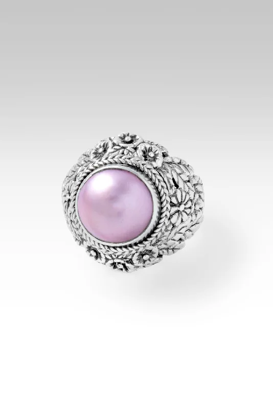 platinum rings for men with diamonds-Bloom Where You are Planted Ring II™ in Pink Mabe Pearl