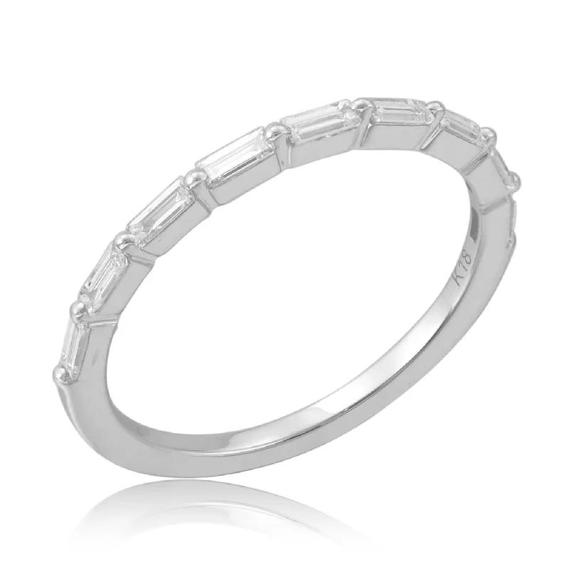 platinum wedding rings for men-Braelynn East to West Baguette Diamond Band