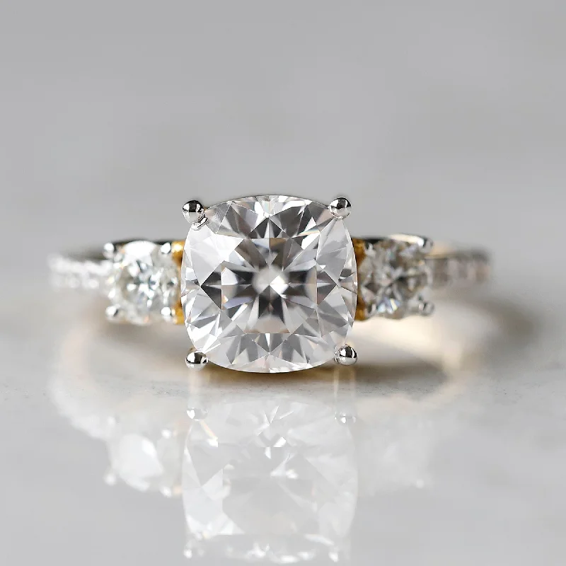 unique engagement rings for couples-3-Stone Engagement Ring With 14 K Gold As A Perfect Gift For Her