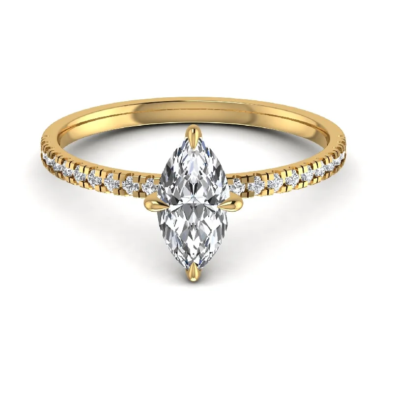 affordable wedding bands for couples-Center Marquise Diamond Engagement Ring