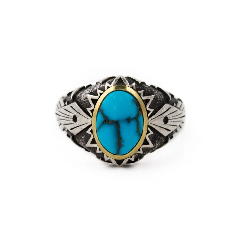 platinum engagement rings with sapphires-"Cimmerian Sun" Ring w/ Egyptian Turquoise