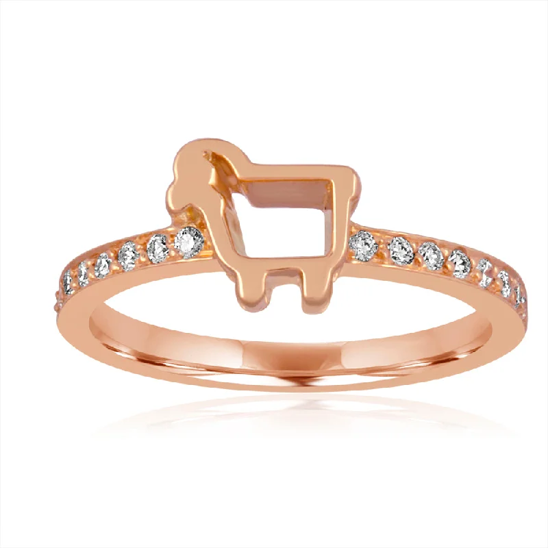 women’s rings with diamonds and sapphires-14K ROSE GOLD MINI PAVÉ DIAMOND LAMB RING