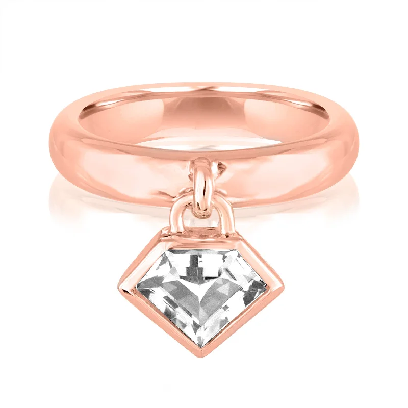 women’s gold promise rings with diamonds-14K Rose Gold Super Polished Charm Ring