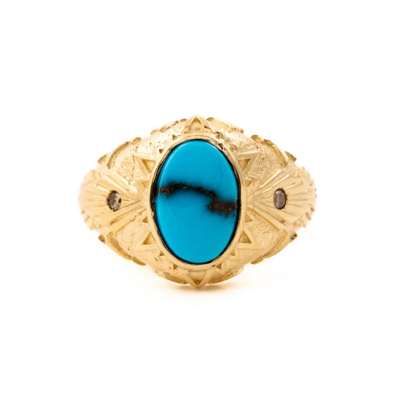 women’s custom gold rings for wedding-Egyptian Turquoise "Arael" Ring in 14K